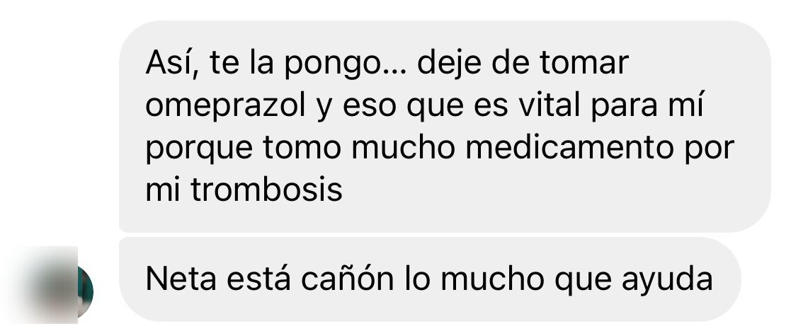 Mensaje real de clienta — Digestión